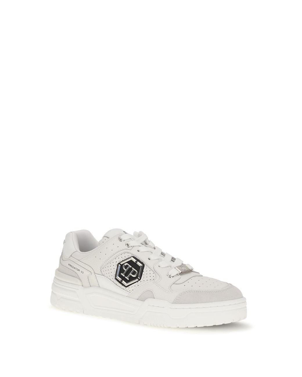 Philipp Plein White Predator V2 Low Top Sneakers for men