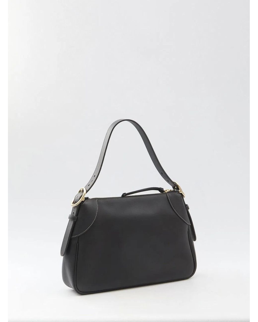 Gucci Black Gg Emblem Leather Shoulder Bag