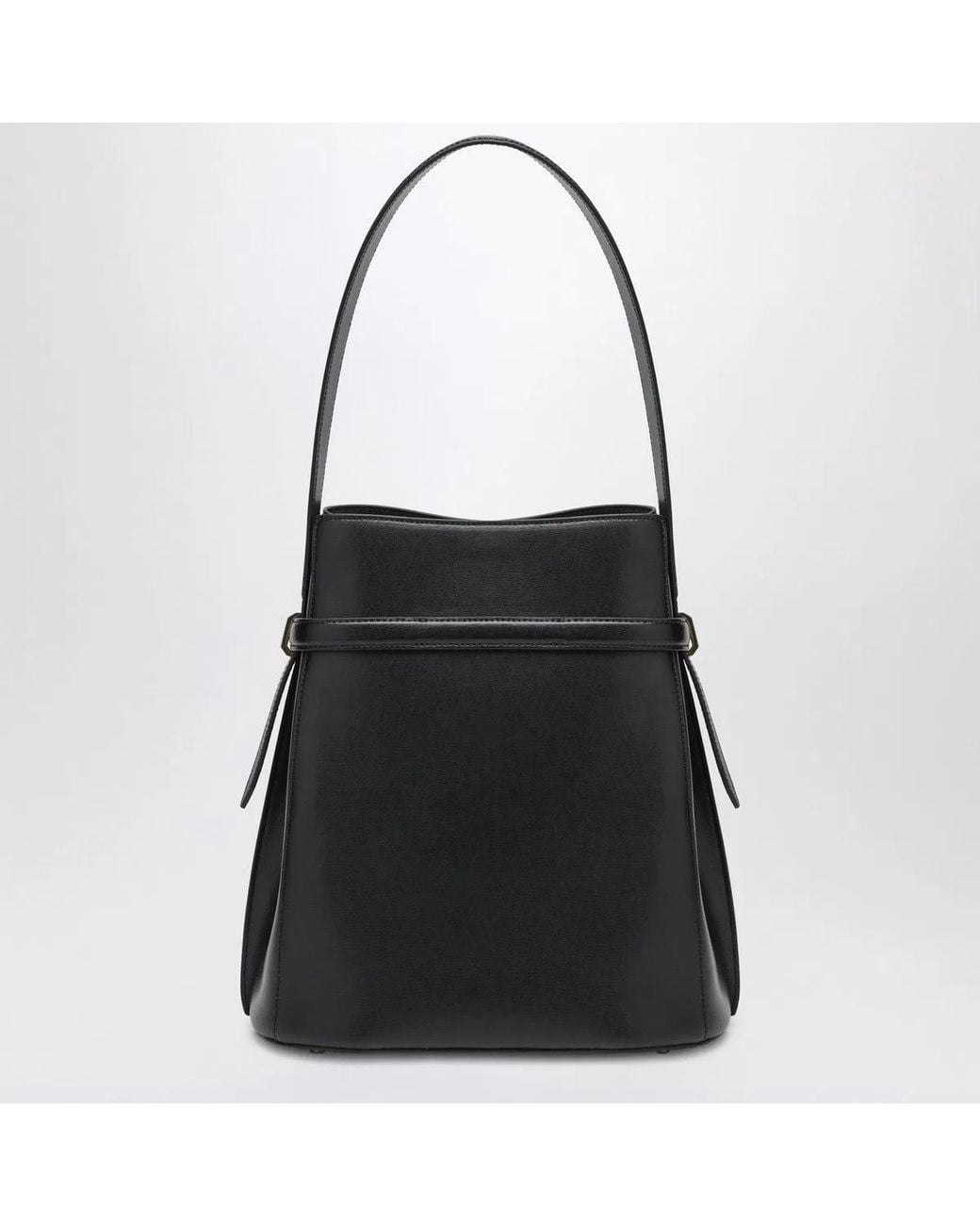 Totême  Black Belted Leather Bucket Bag