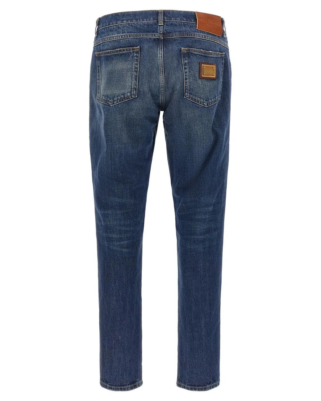 Dolce & Gabbana Blue Dolce & Gabbana Logo Plaque Jeans for men