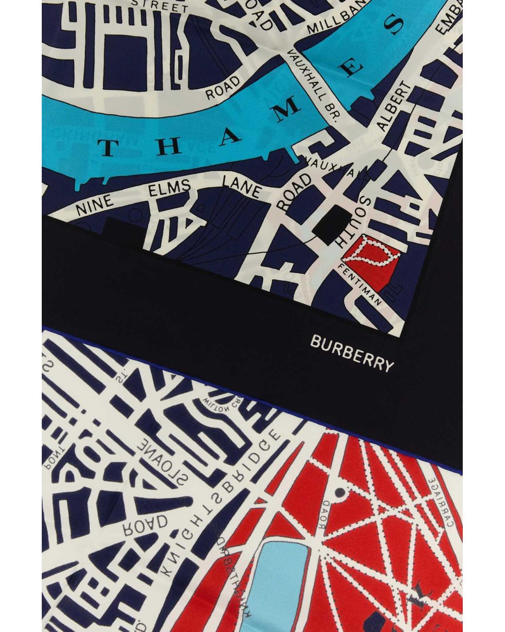 Burberry Blue Printed Twill Foulard