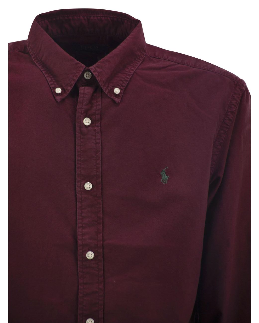 Polo Ralph Lauren Purple Cotton Shirt With Embroidered Logo for men