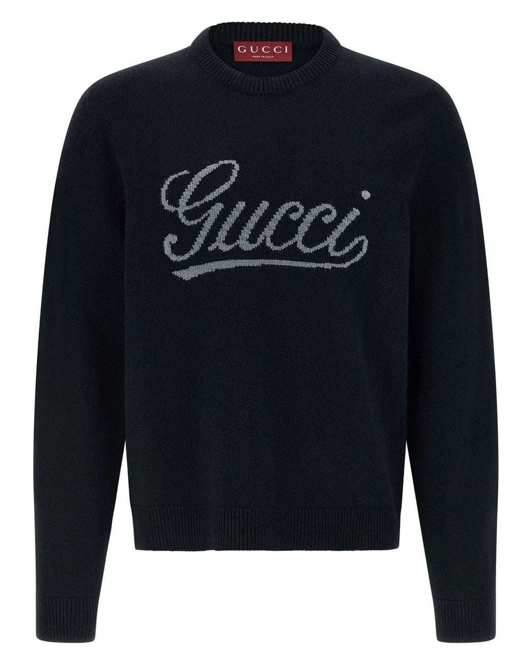 Gucci Blue Logo Intarsia Sweater for men