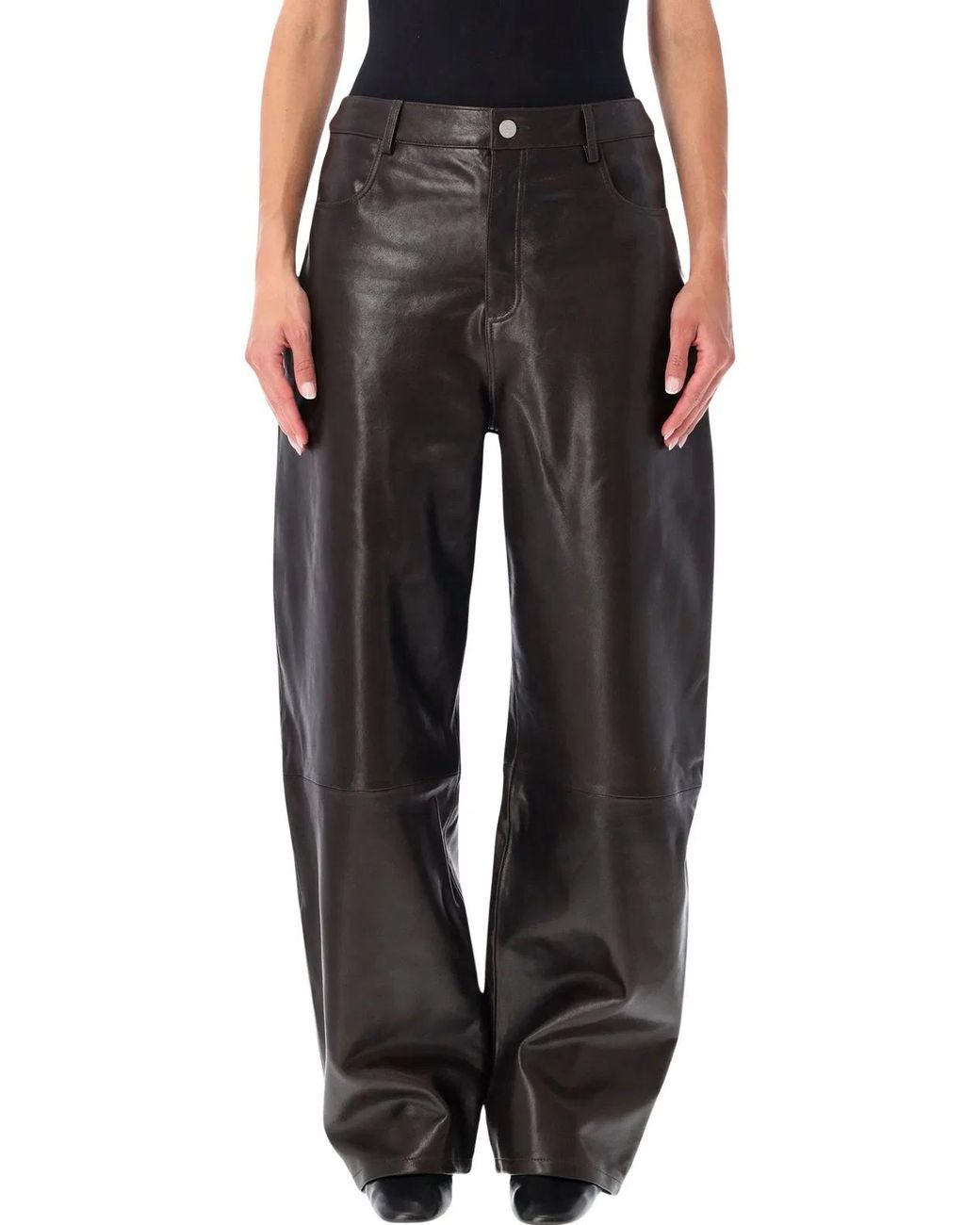 Arma Black Ece Leather Barrel Trousers