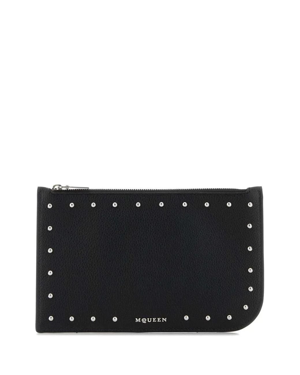 McQueen Black Leather Pouch for men
