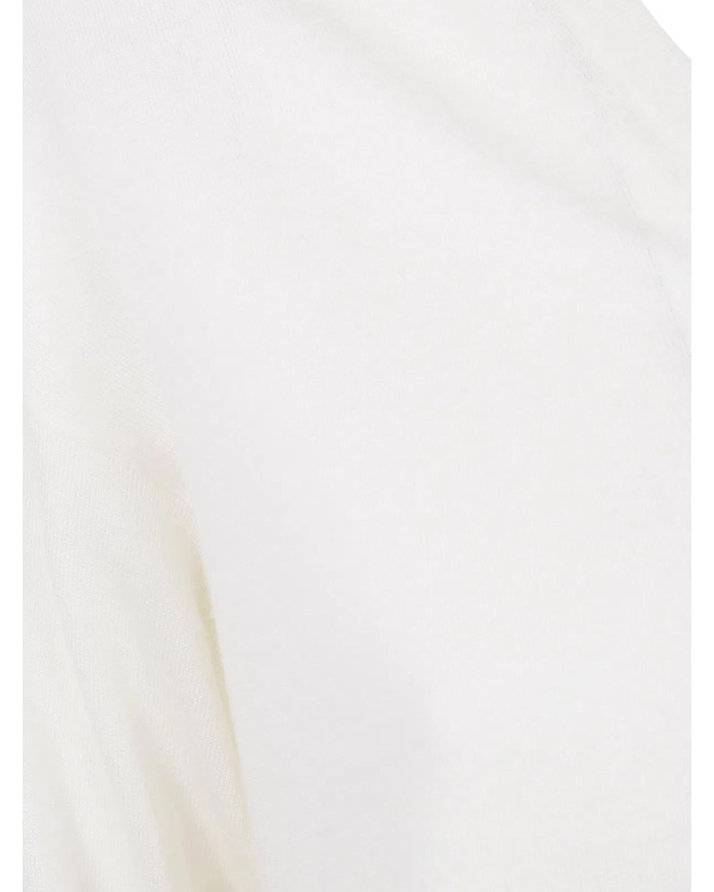 Drumohr White Long Sleeve V-Neck Extrafine Sweater