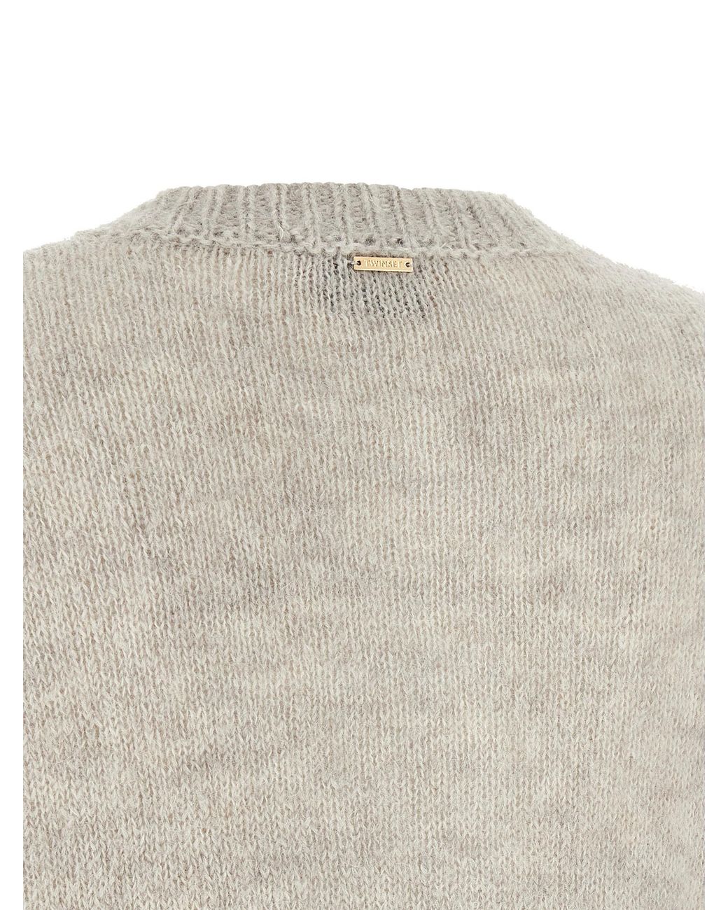 Twinset Gray Twin Set Jacquard Diamond Cardigan