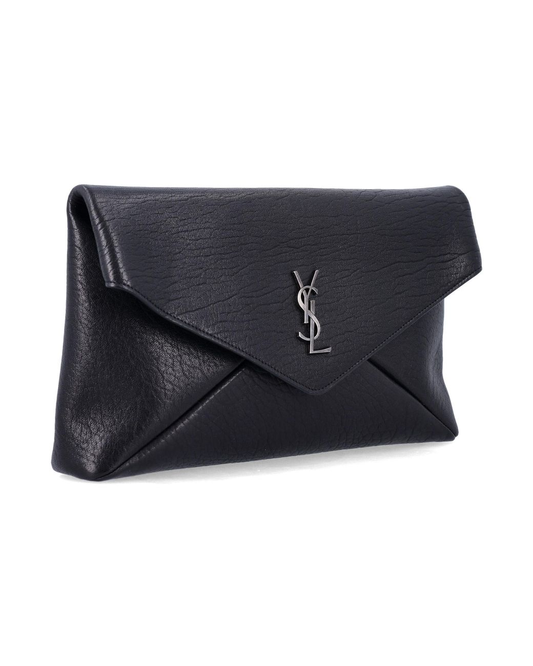 Saint Laurent Black Lambskin Cassandre Large Pouch for men