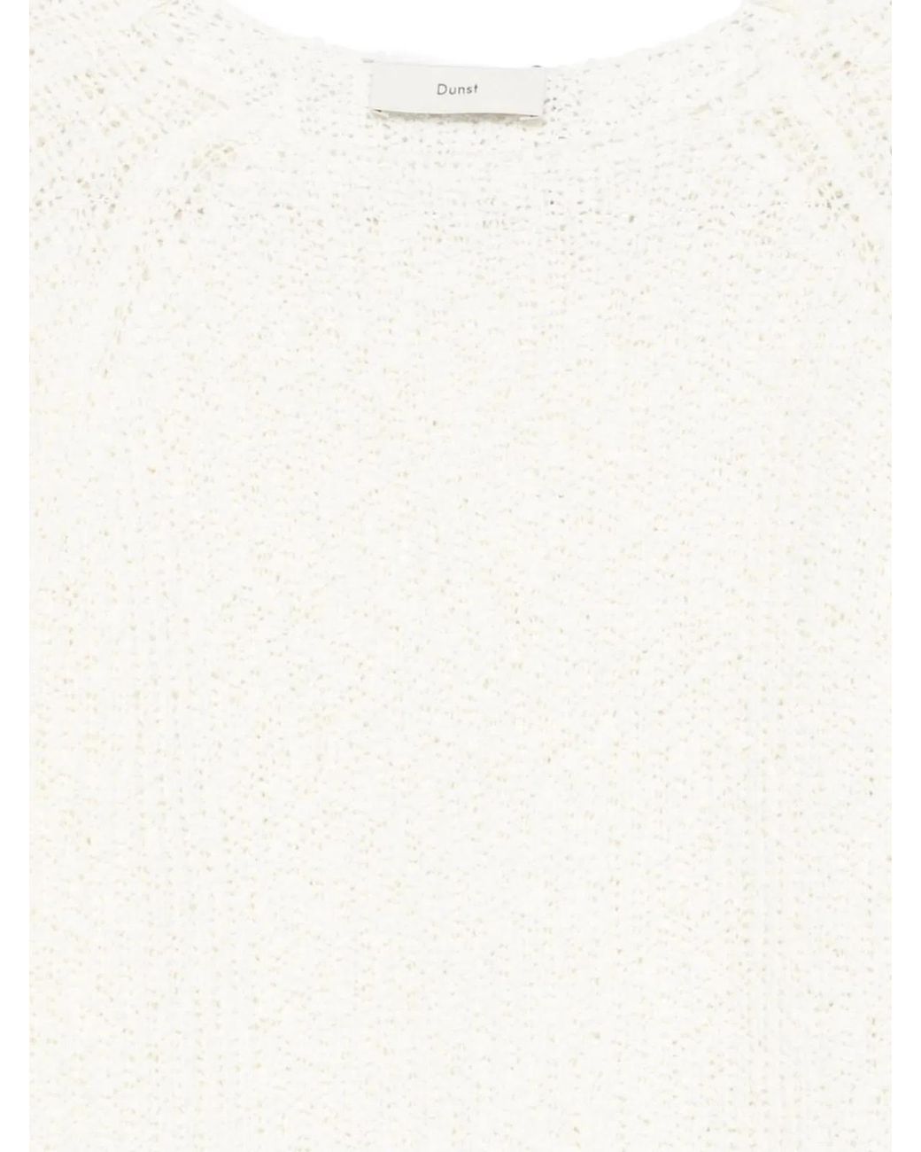 DUNST White Crochet Crewneck Jumper