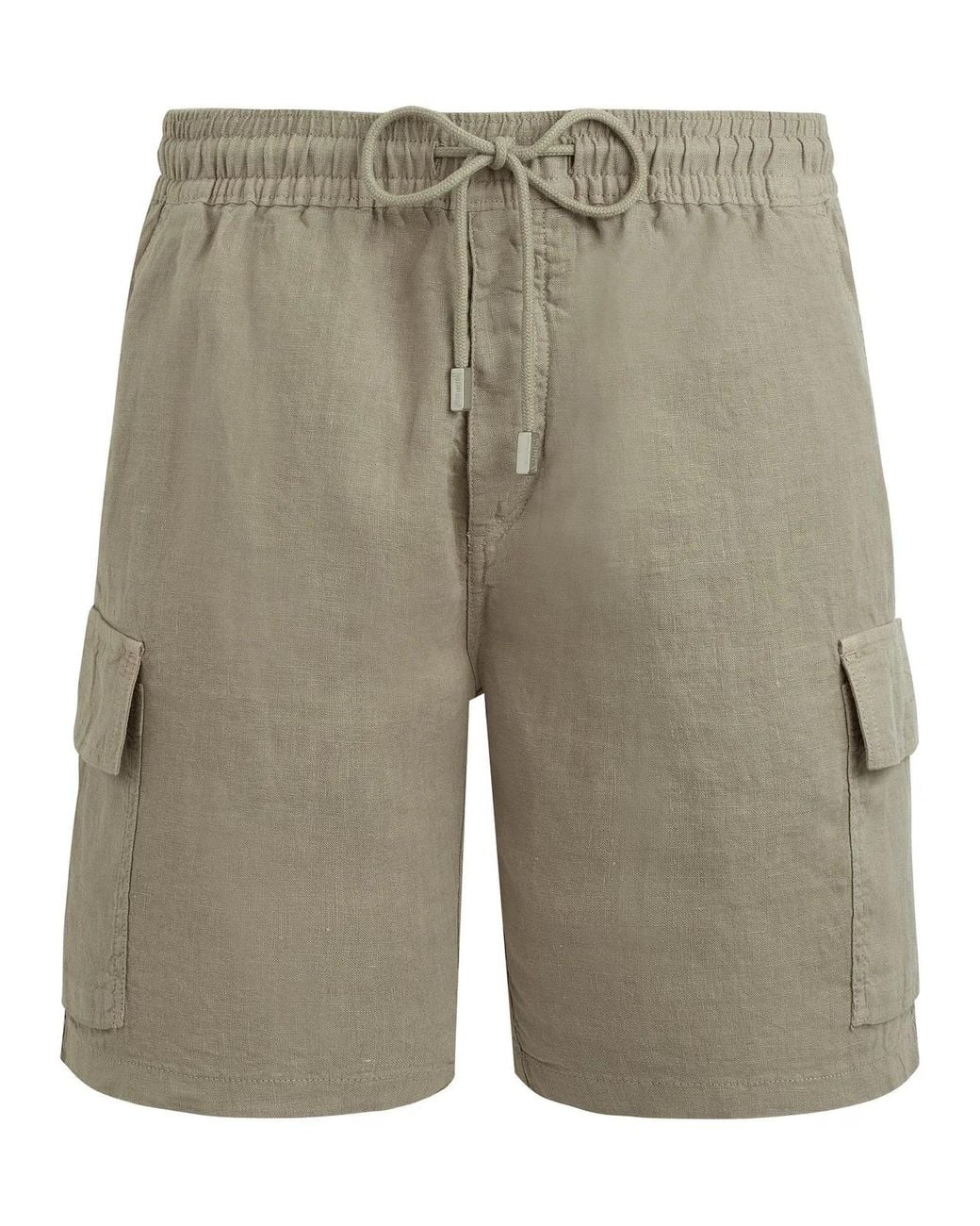 Vilebrequin Gray Linen Bermuda Shorts With Drawstring And Cargo Pockets for men