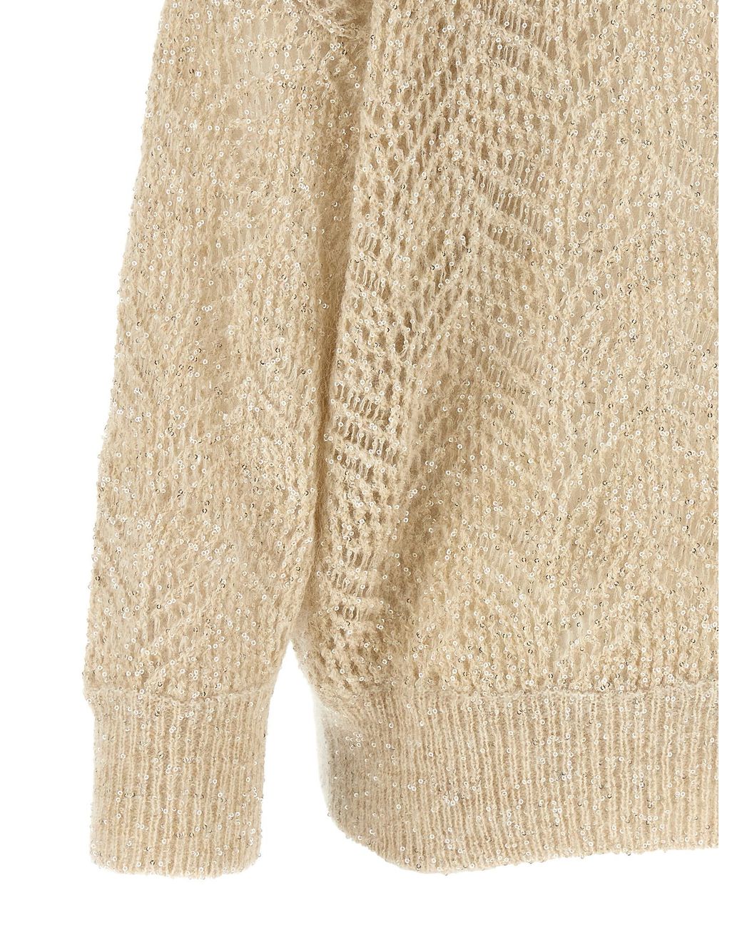 Brunello Cucinelli Natural 'Dazzling Abstract Leaf' Cardigan