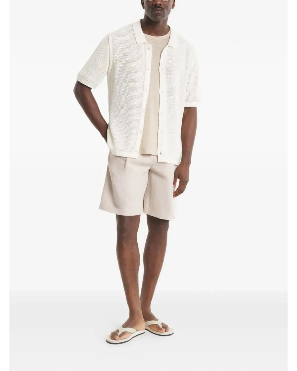 Maison Kitsuné Natural Pleated Mini Shorts for men