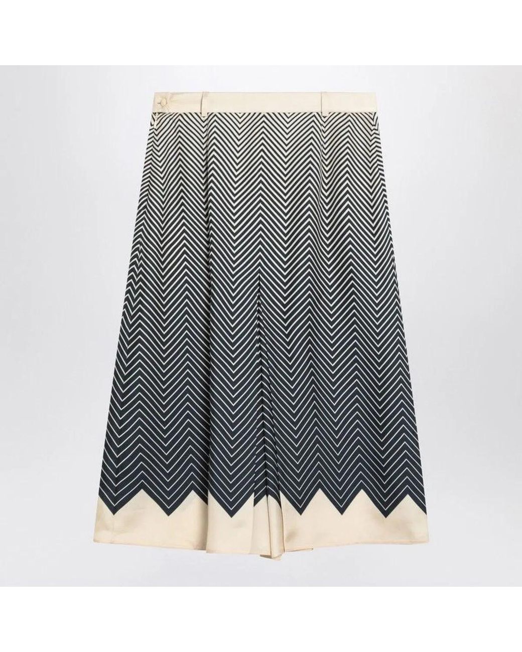 Valentino Gray Ivory Silk Skirt