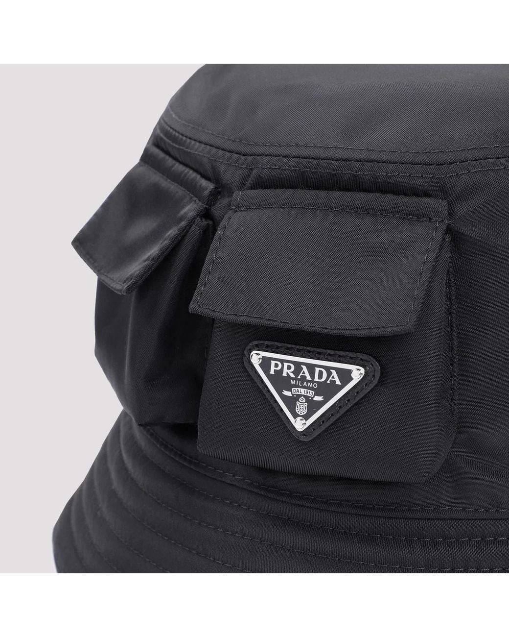 Prada Black Re-Nylon Bucket Hat for men
