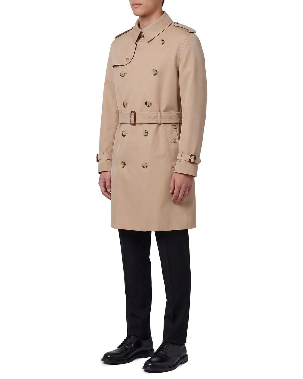 Burberry Natural Mid-Length Heritage Kensington Trench Coat for men