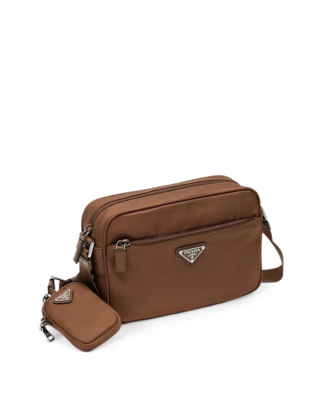 Prada Brown Re-Nylon Logo-Plaque Shoulder Bag