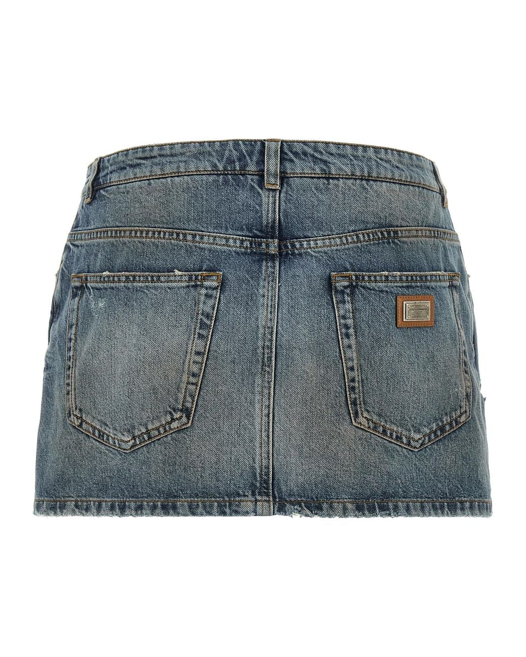 Dolce & Gabbana Blue Dolce & Gabbana Embroidery Skirt