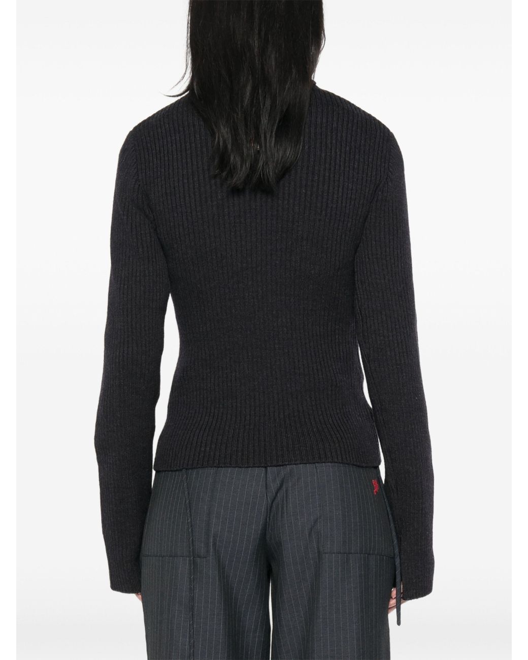 Ganni Black Ribbed-Knit Roll-Neck Sweater