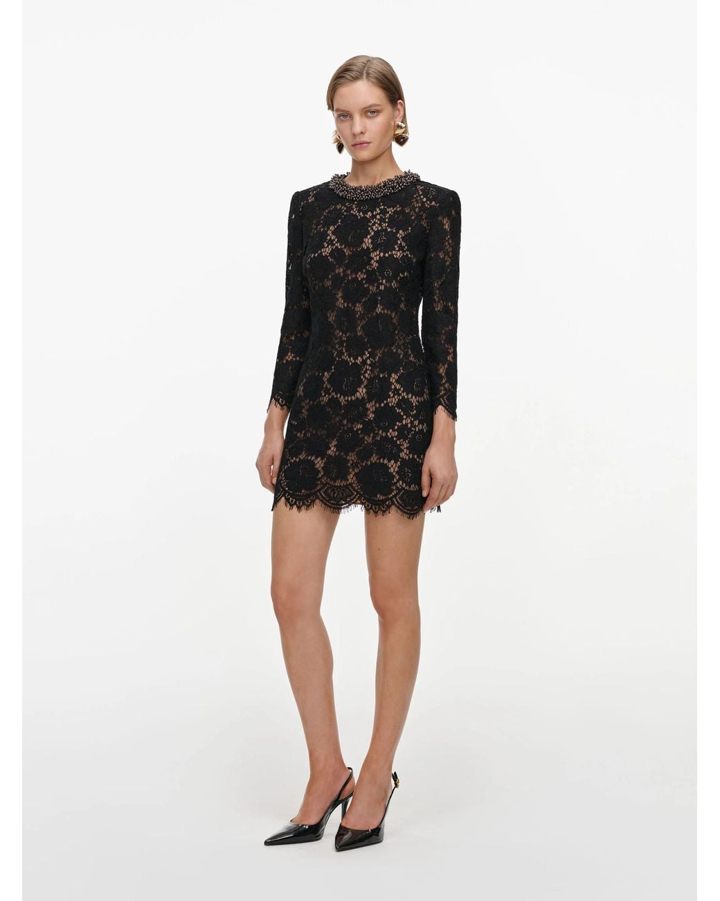 Self-Portrait Black Rhinestone Mini Dress