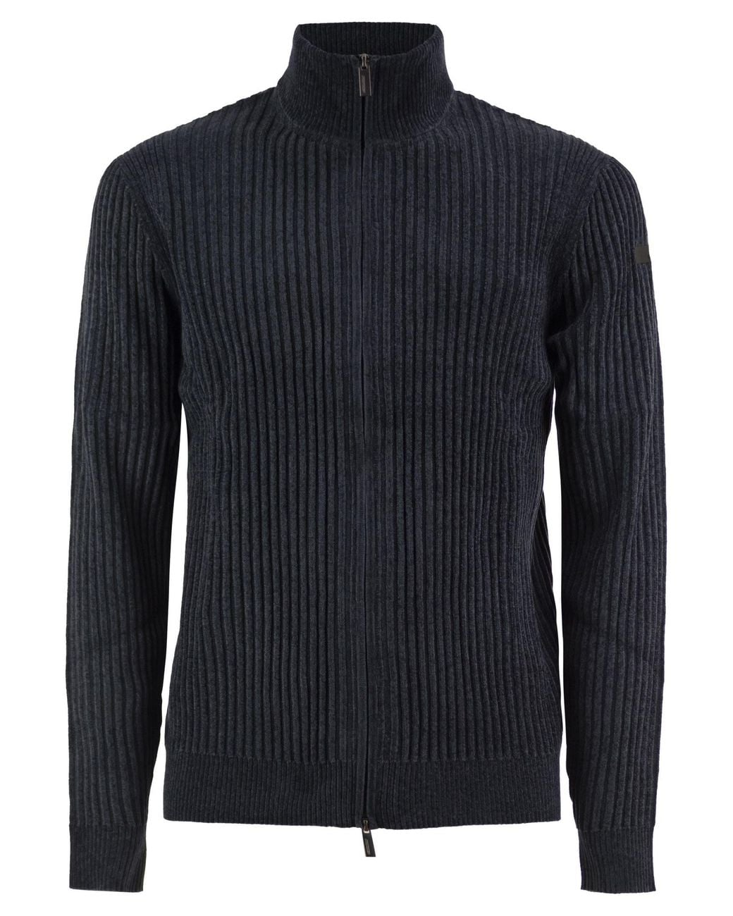 Rrd Blue Ribbed Zip-Up Cardigan for men