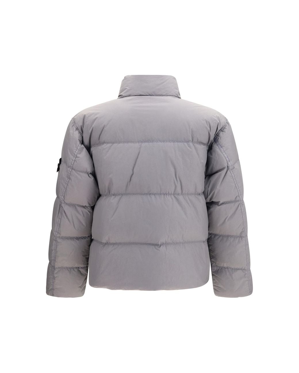 Stone Island Gray Quilted High-Neck Puffer Jacket for men