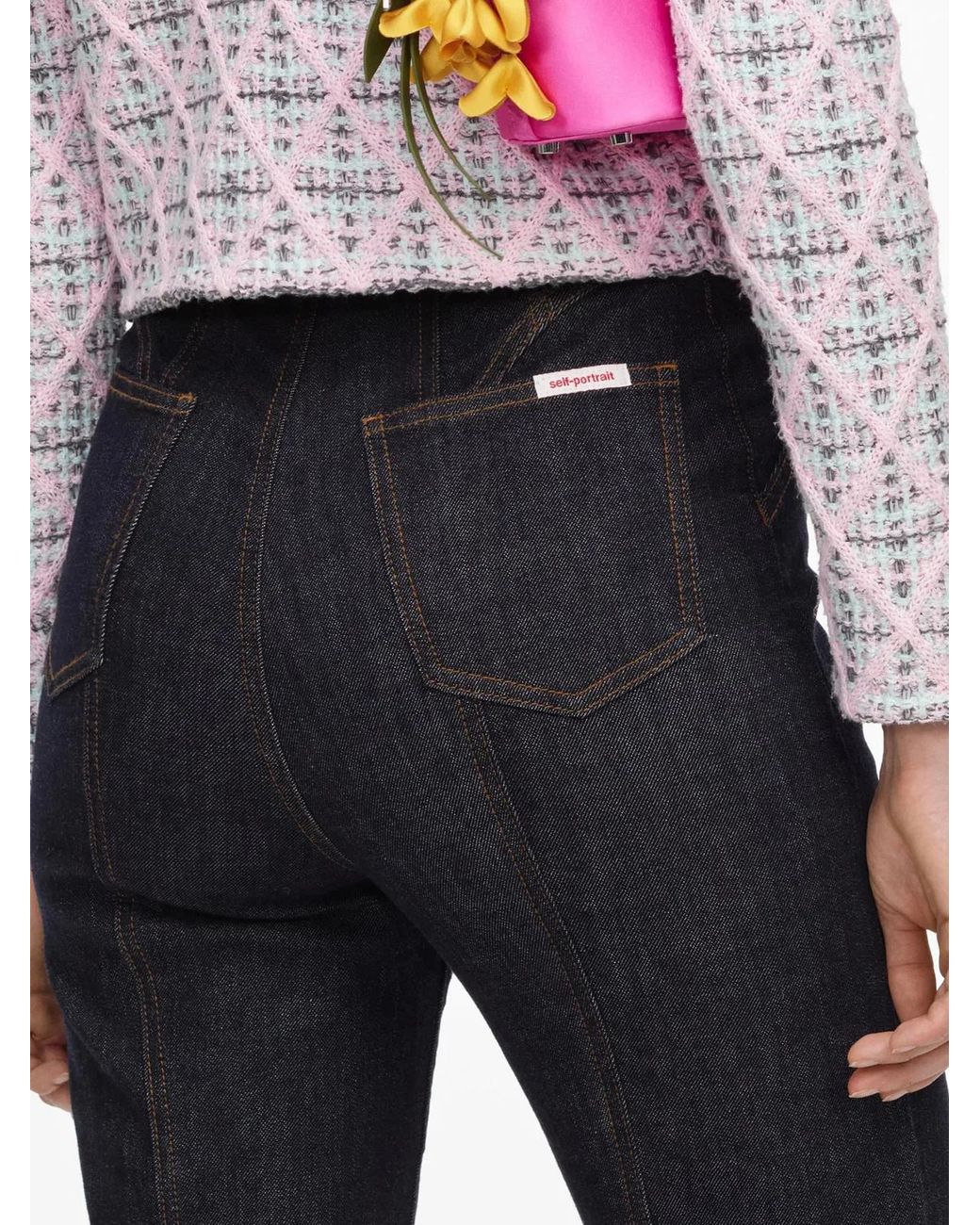 Self-Portrait White High Waisted Denim Jeans