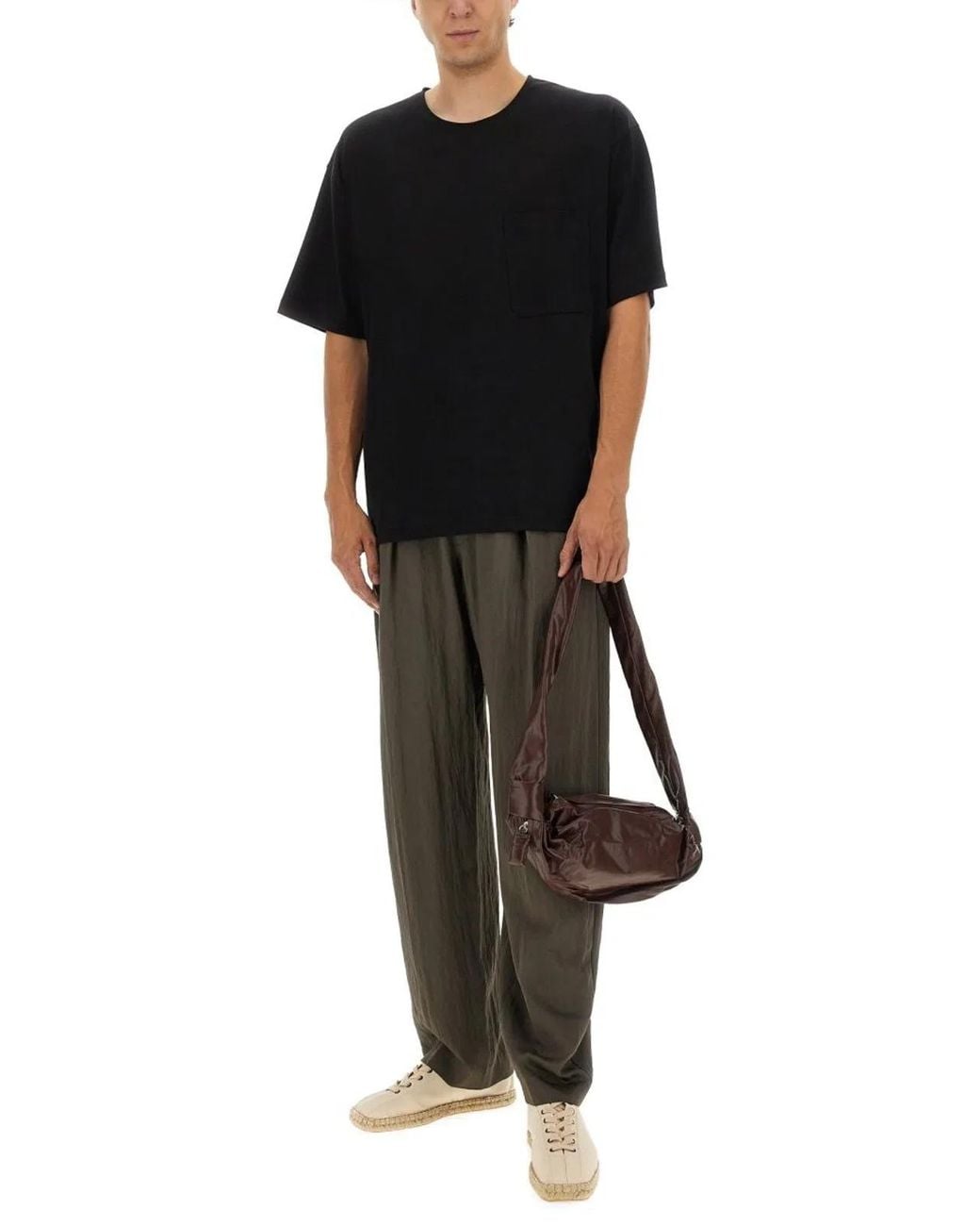 Lemaire Black Cotton Silk T-Shirts for men