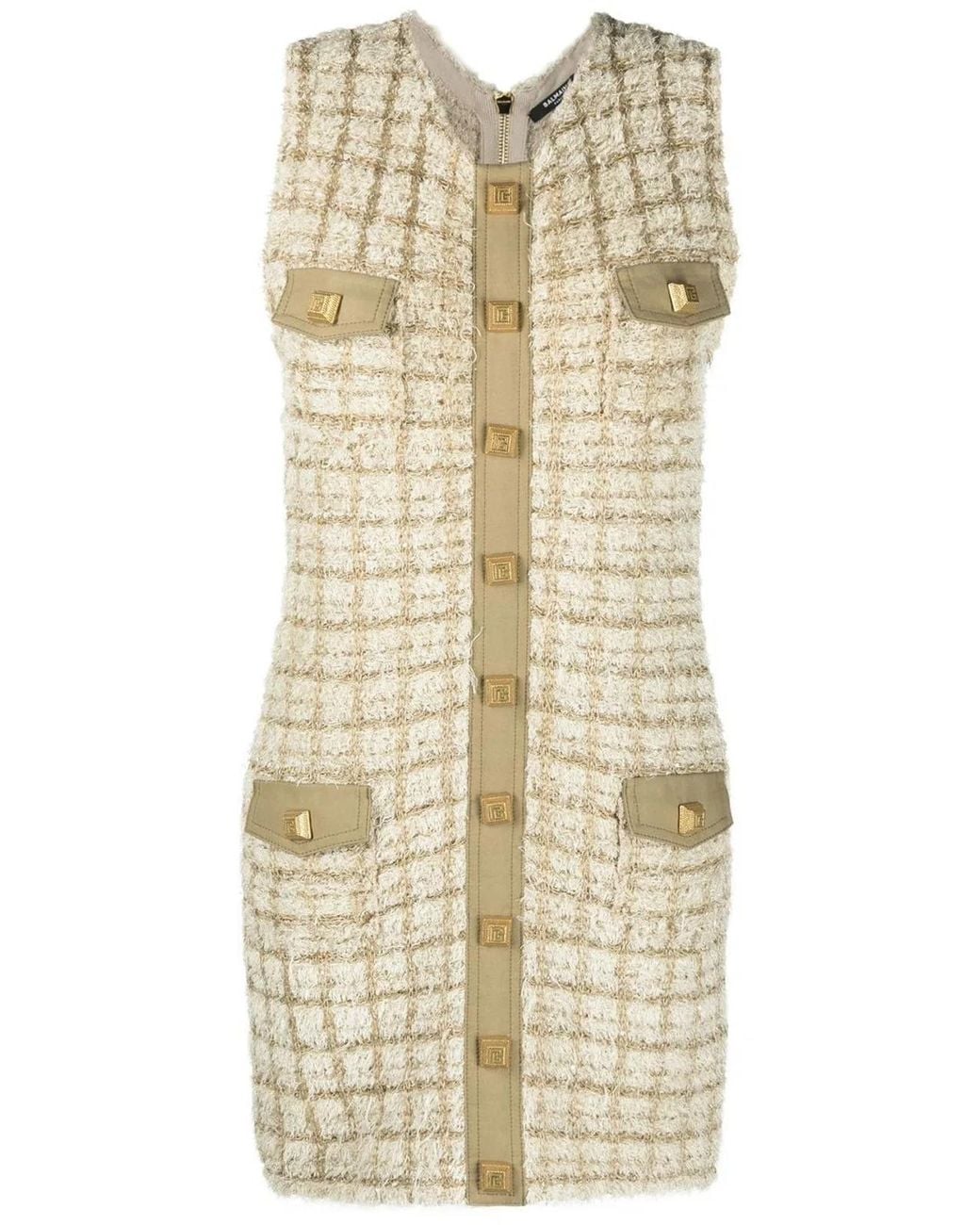 Balmain Natural Nude Tweed Short Dress