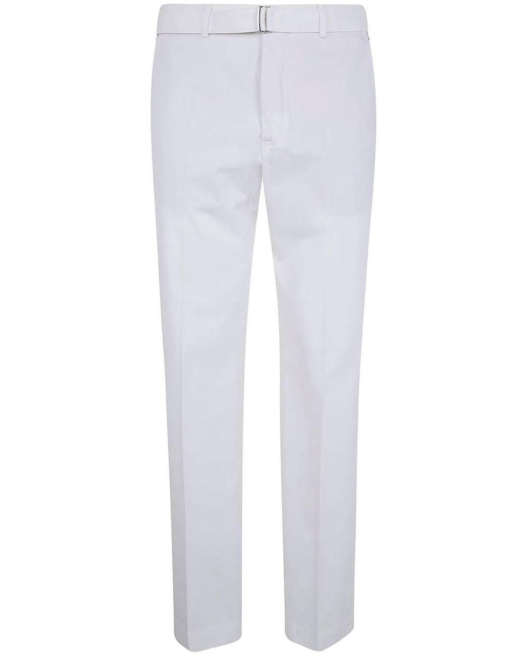 Incotex White Belted Classic Chino Trousers for men