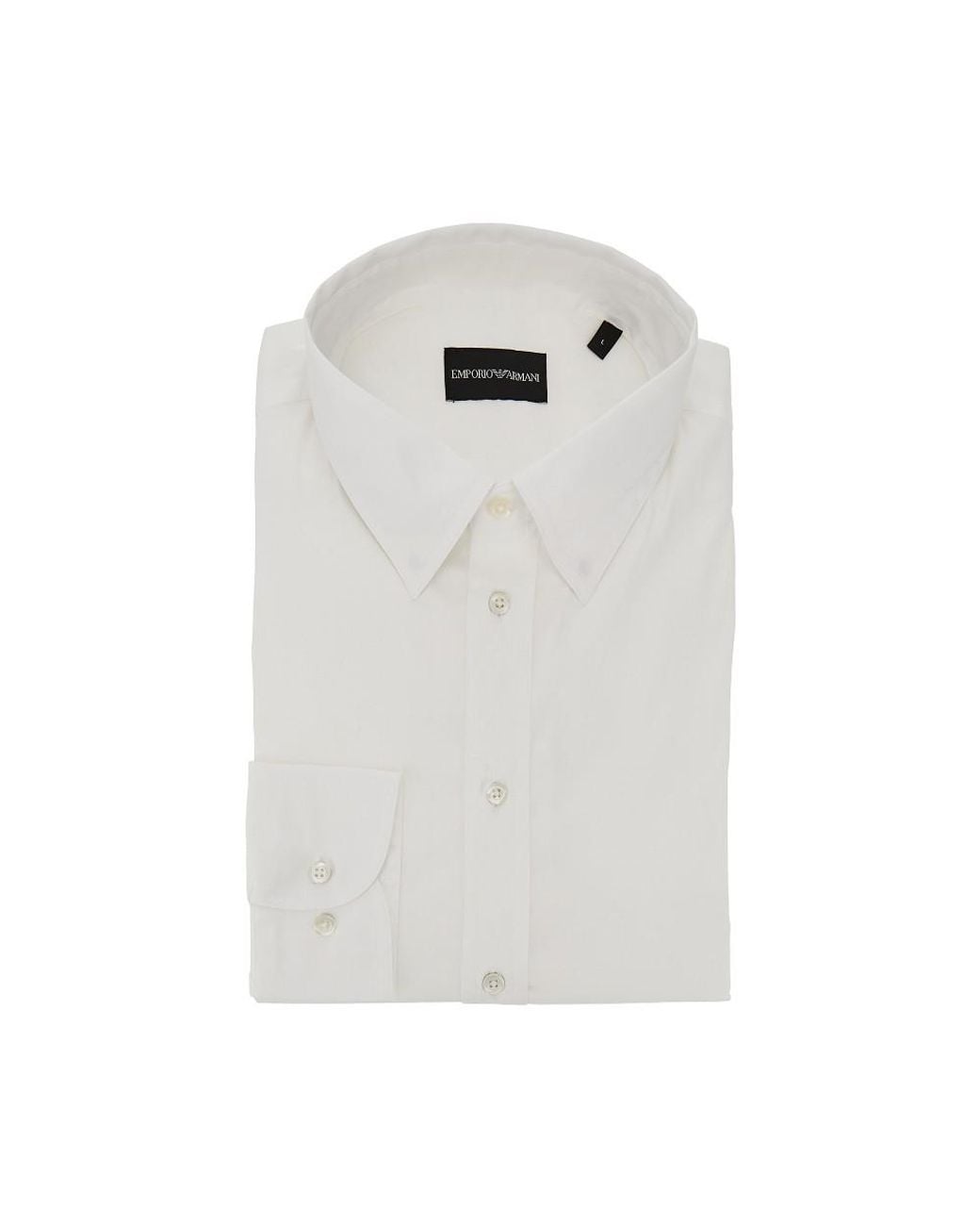 Emporio Armani White Cotton-Blend Technical Poplin Shirt for men