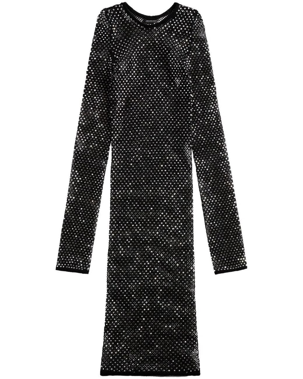 Balenciaga Black Crystal Mesh Mini Top