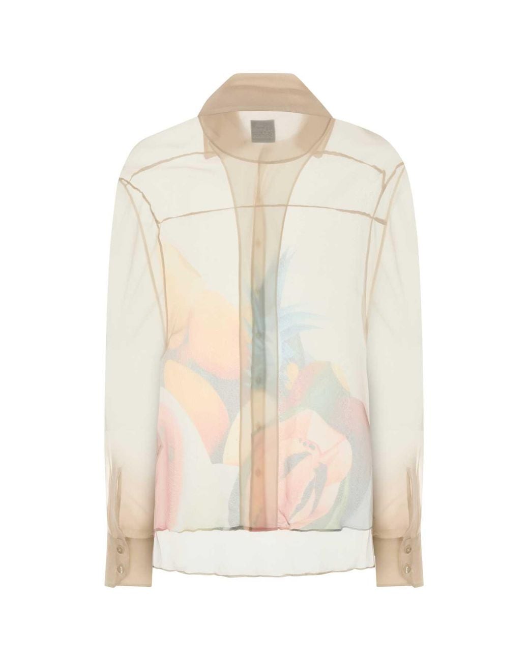 Donde Esteban White Salpicon Silk Chiffon Shirt