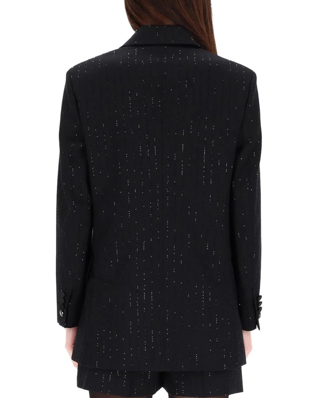 Max Mara Black Doublebreasted Jacket With Rhinestone Details
