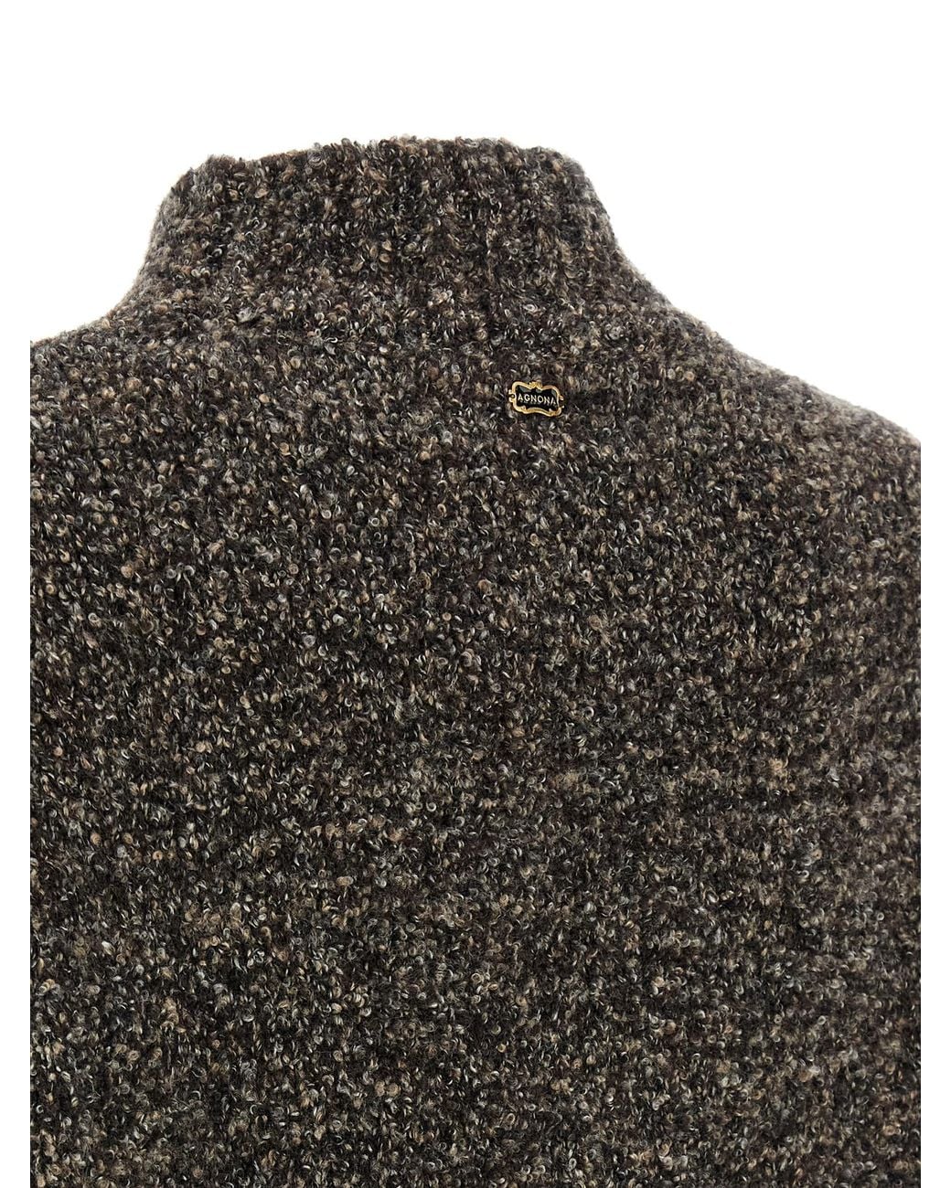 Agnona Gray Mqaglia High Neck Bouclé