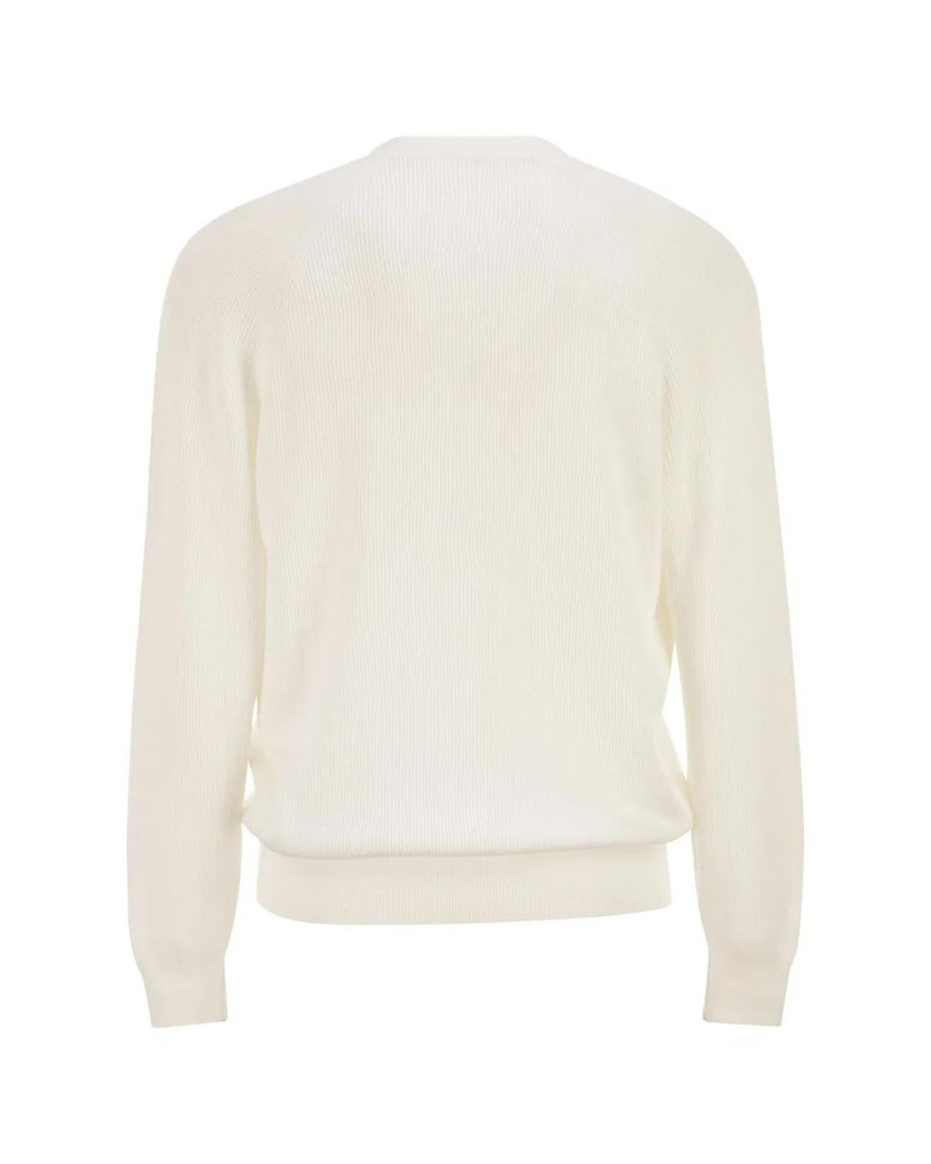 Brunello Cucinelli White English Coast Cotton Cardigan With Raglan Sleeves for men