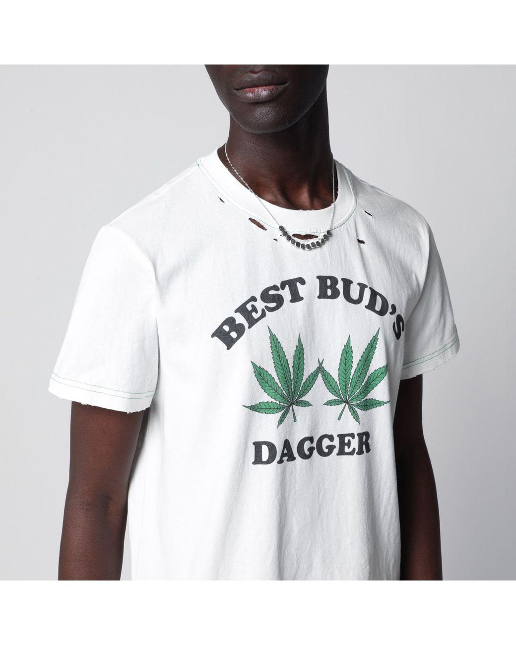 DAGGER Gray “Best Bud's” Distressed Tshirt for men