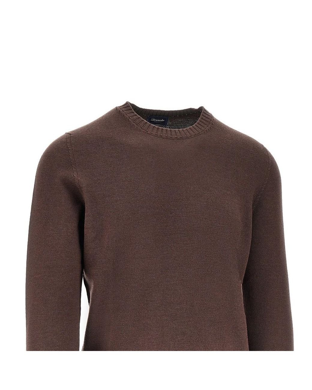 Drumohr Brown Merino Wool Knitted Sweater for men