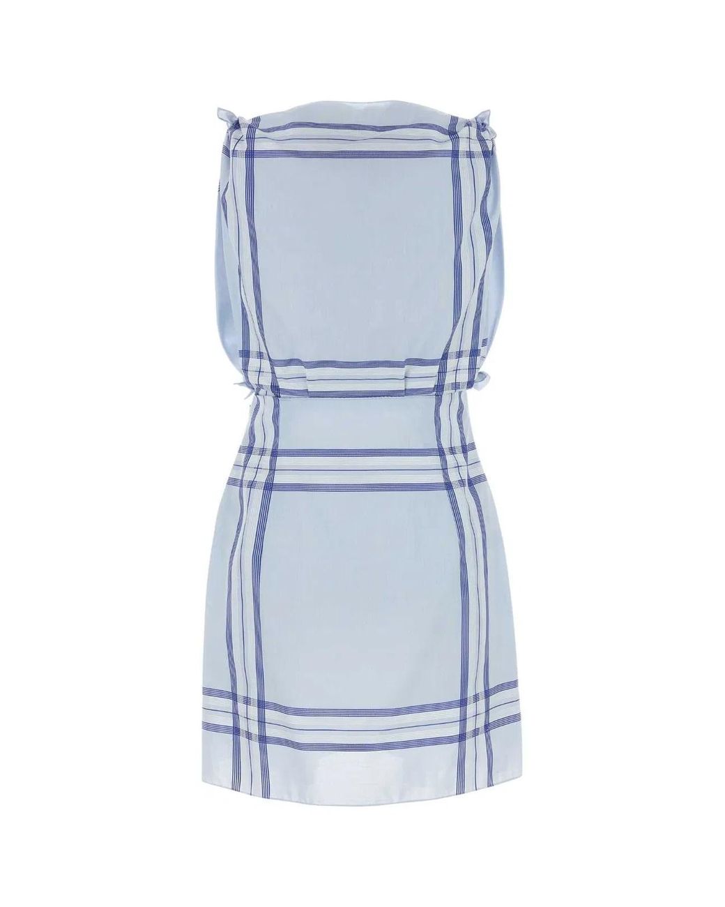 Prada Blue Embroidered Cotton Mini Dres