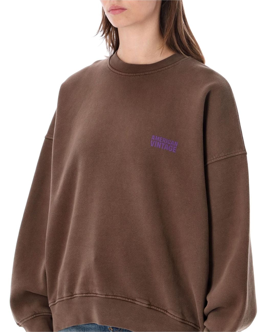 American Vintage Brown Plizzy Crewneck