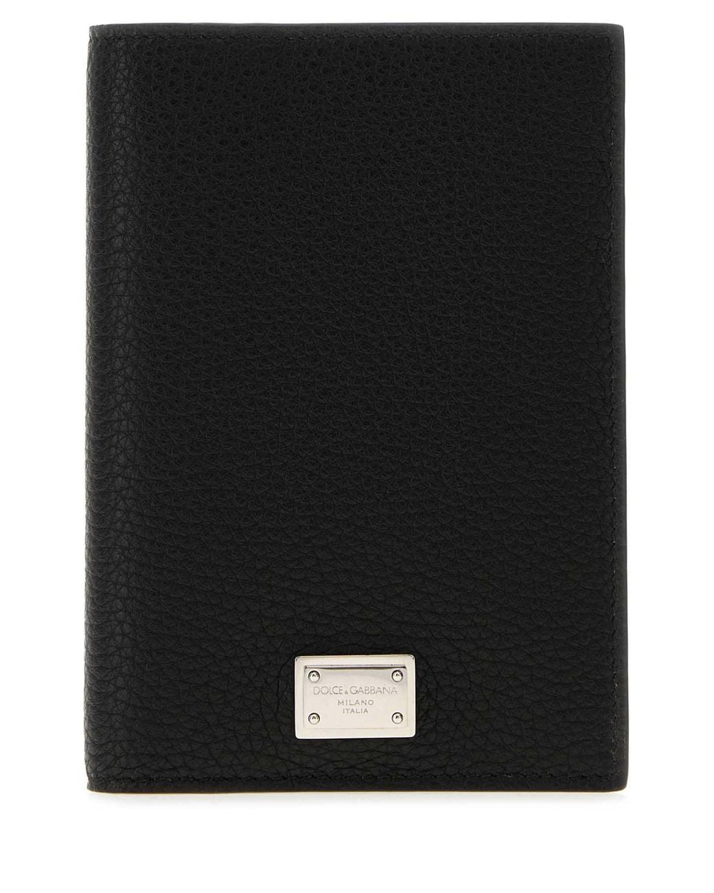 Dolce & Gabbana Black Leather Mini Passport Holder With-Tone Hardware