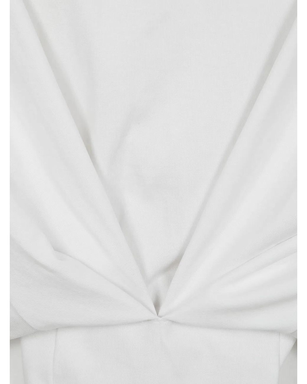DARKPARK White Doyle Cropped Draped Short Sleeve Tee