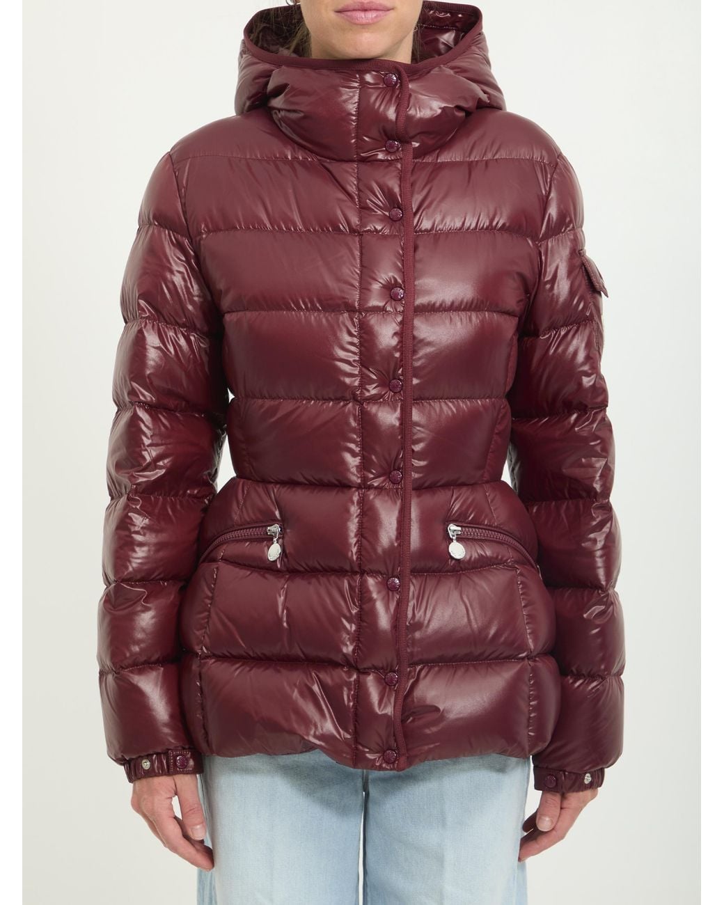 Moncler Red Logo-Patch Padded Jacket
