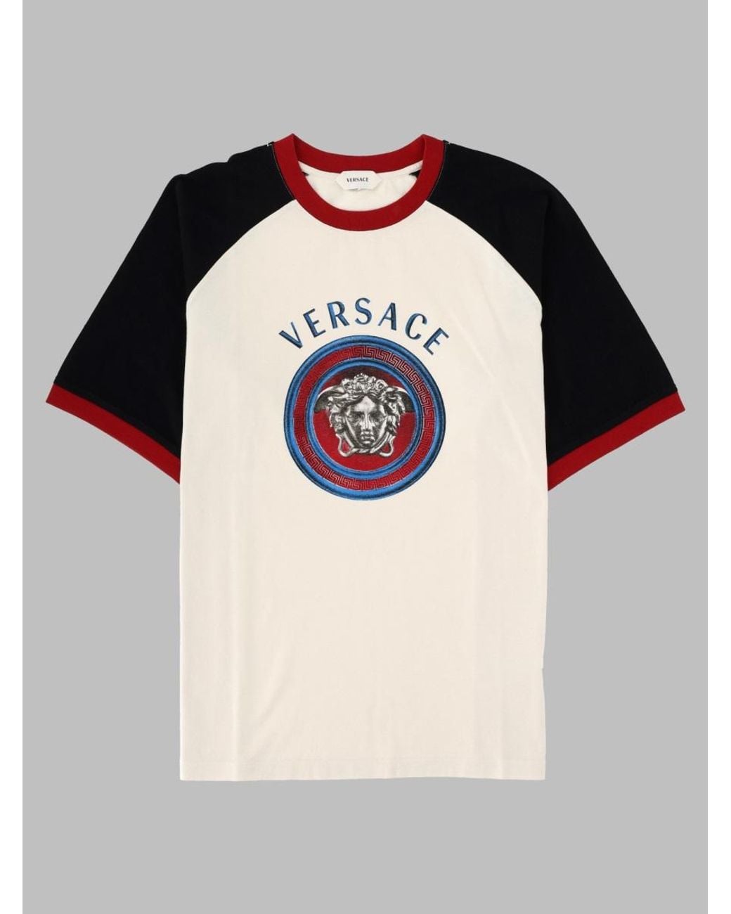 Versace Black Multicolour Short-Sleeve Medusa Cotton T-Shirt for men