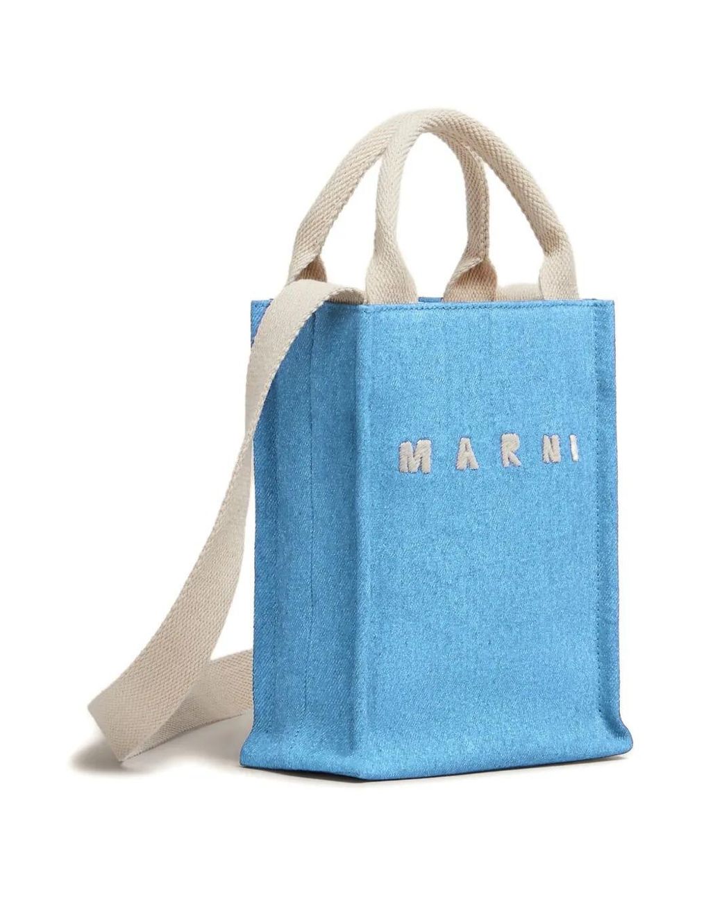 Marni Blue Small Denim Tote Bag