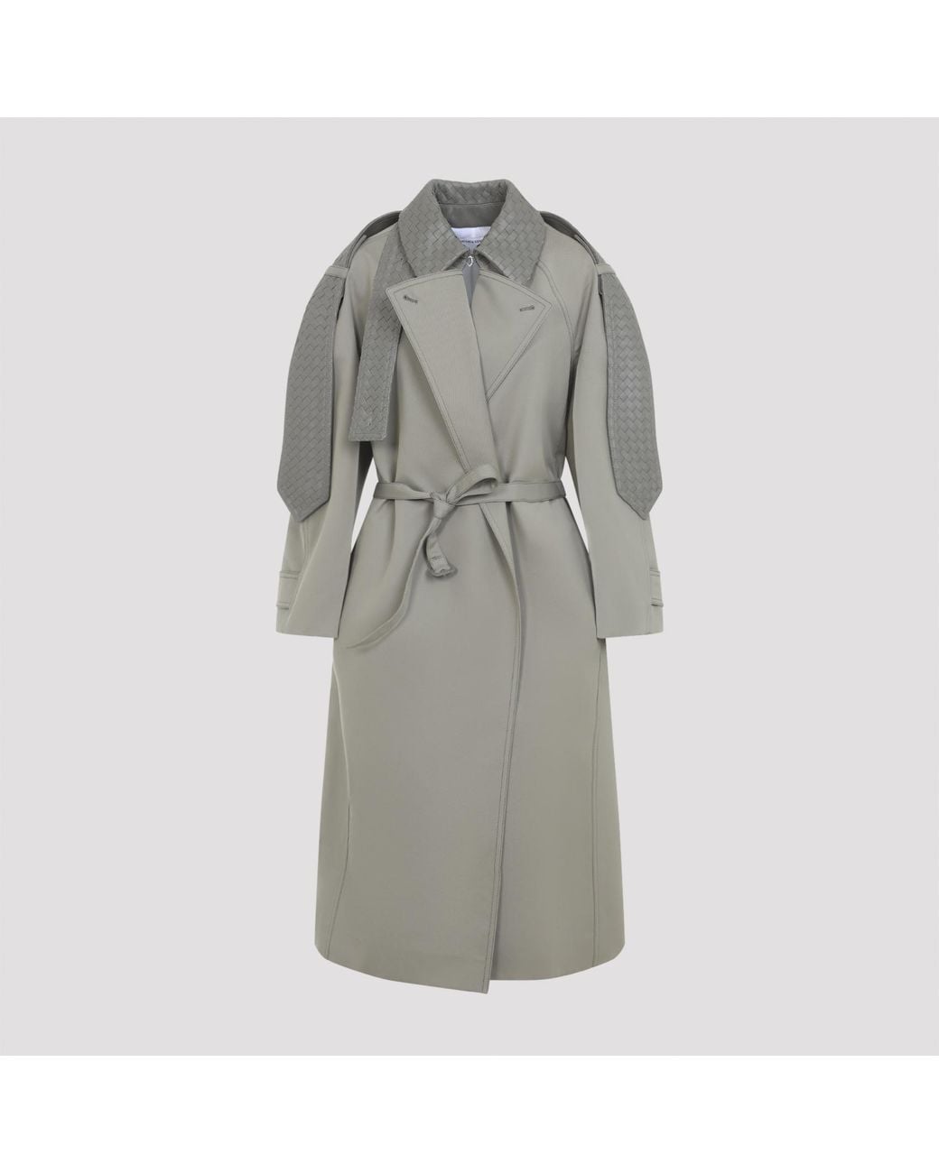 Bottega Veneta Gray Desert Taupe Cotton Silk Trench