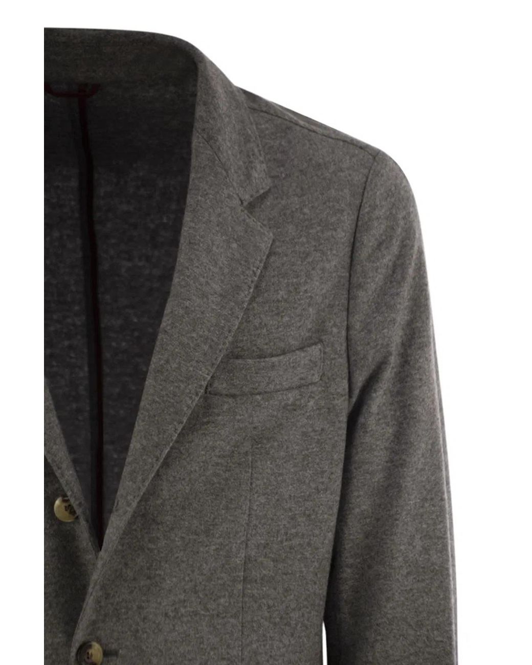 Brunello Cucinelli Black Cashmere Jersey Blazer With Patch Pockets for men