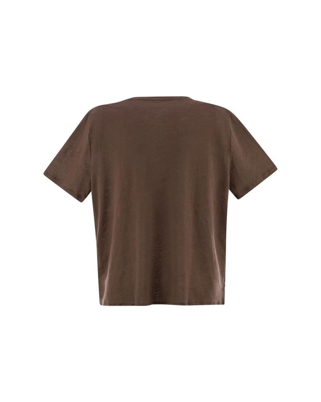 Majestic Brown Linen Crew-Neck T-Shirt