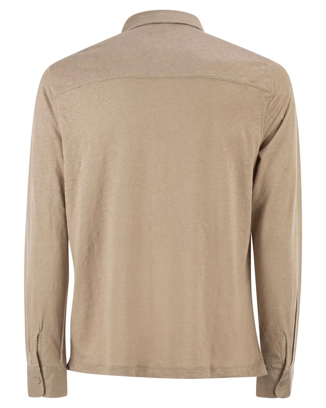 Majestic Natural Stretch Linen Shirt With Front Button Fastening for men