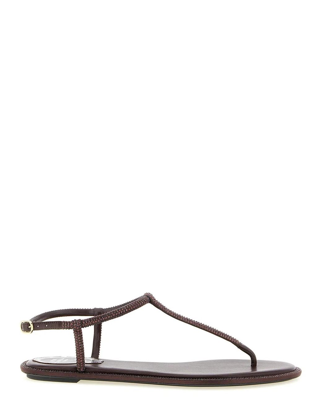 Rene Caovilla Brown Viscose Flat Sandals
