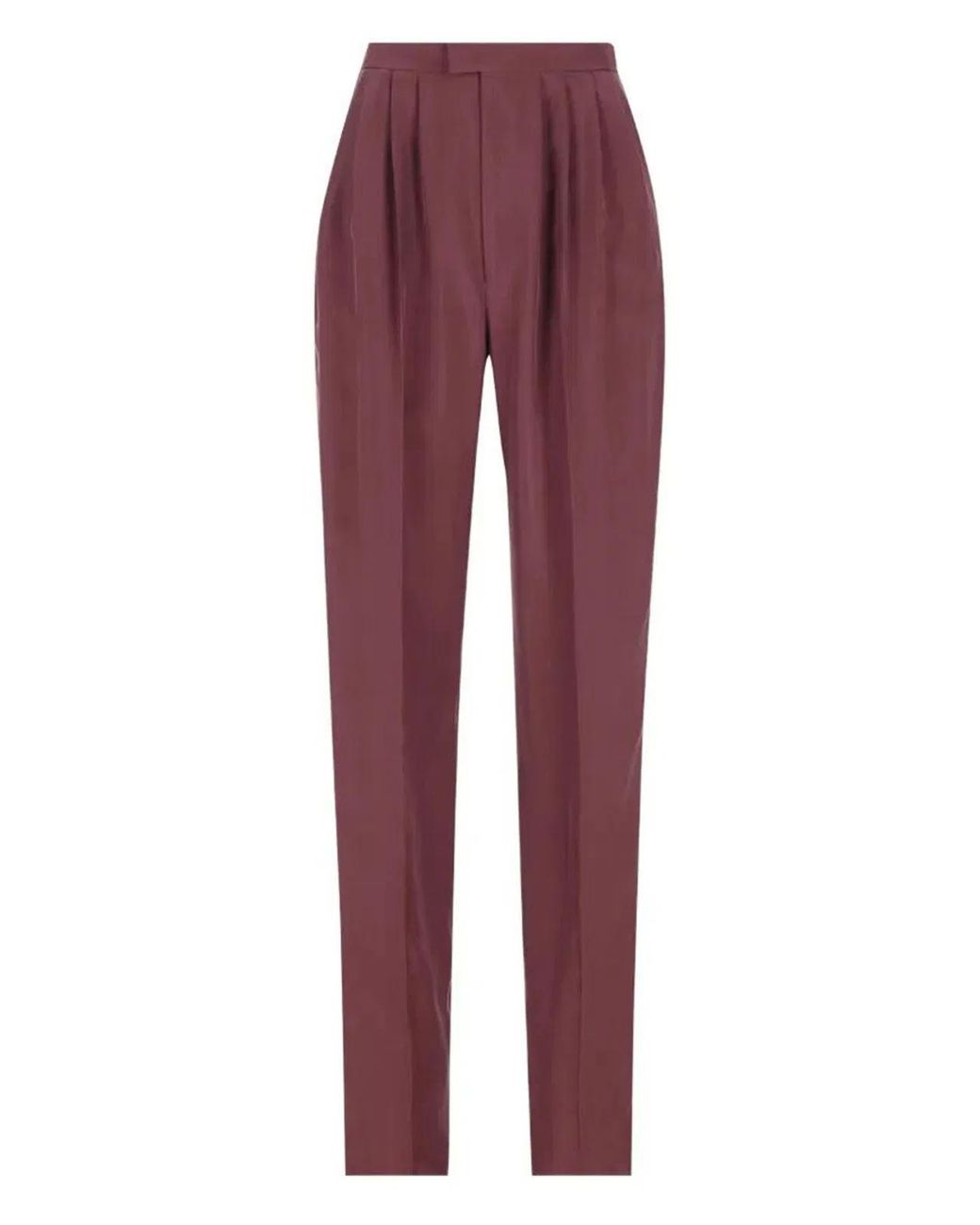 Saint Laurent Red Mid-Rise Silk Habotai Pants